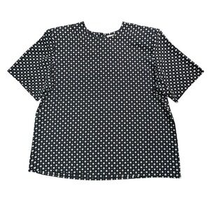 Worthington Blouse Womens Size XL Blue with White S/S Relaxed Fit Shirt Top